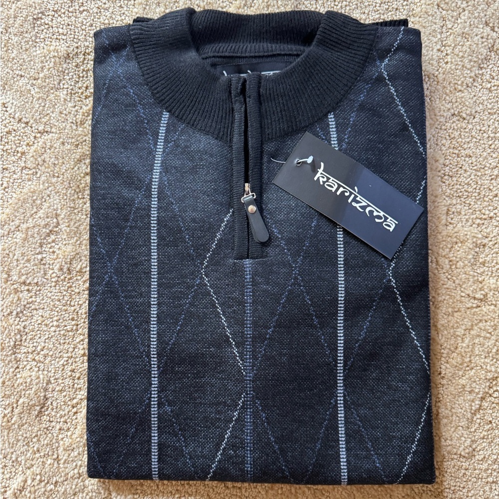 NWT Black Argyle Men's Sweater size L